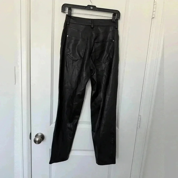 Zara Faux Leather Straight Leg Black Pants size 2 - Picture 4 of 4